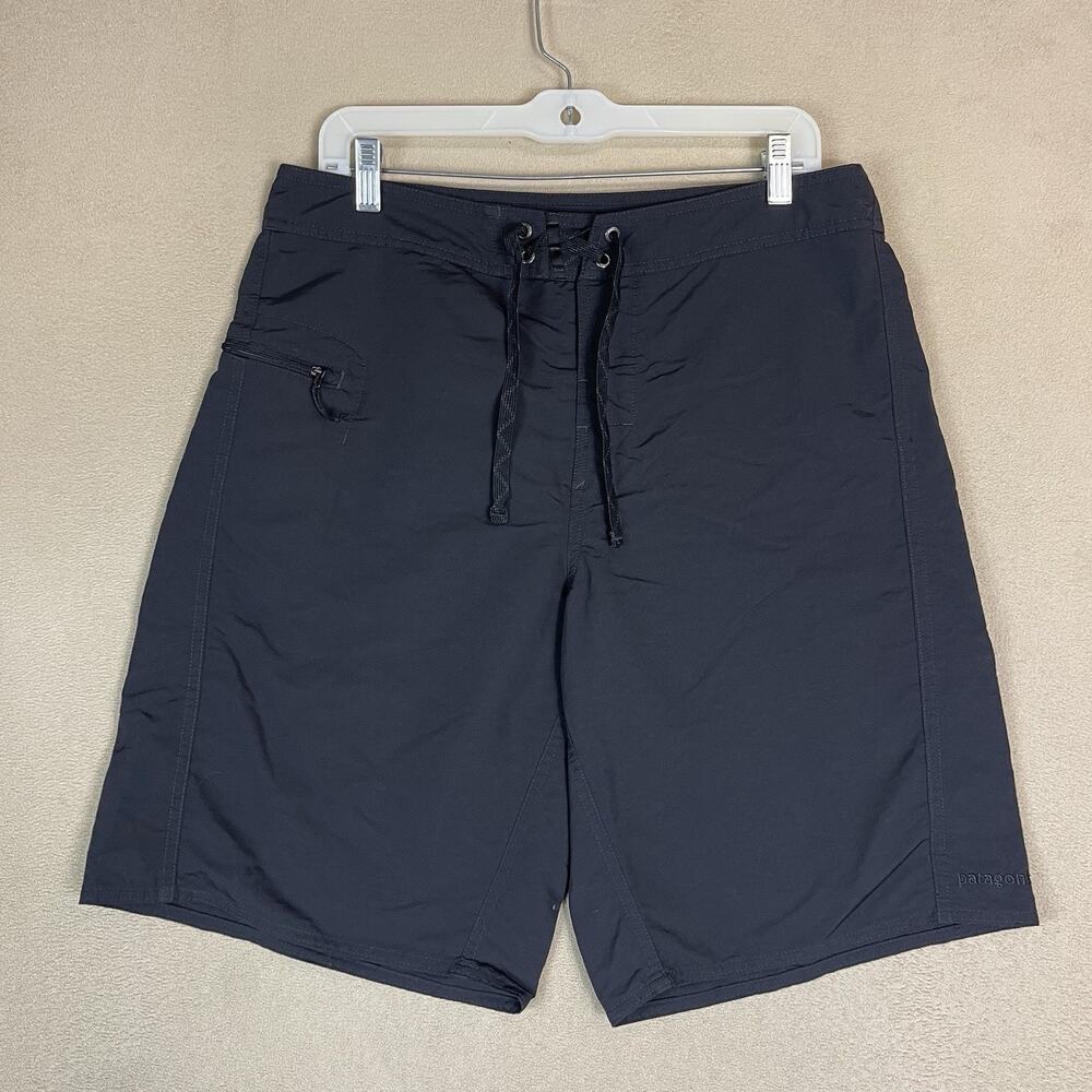 Patagonia Short Mens 34 Black Drawstring Waist‎ Zip Pocket Regular Board Short